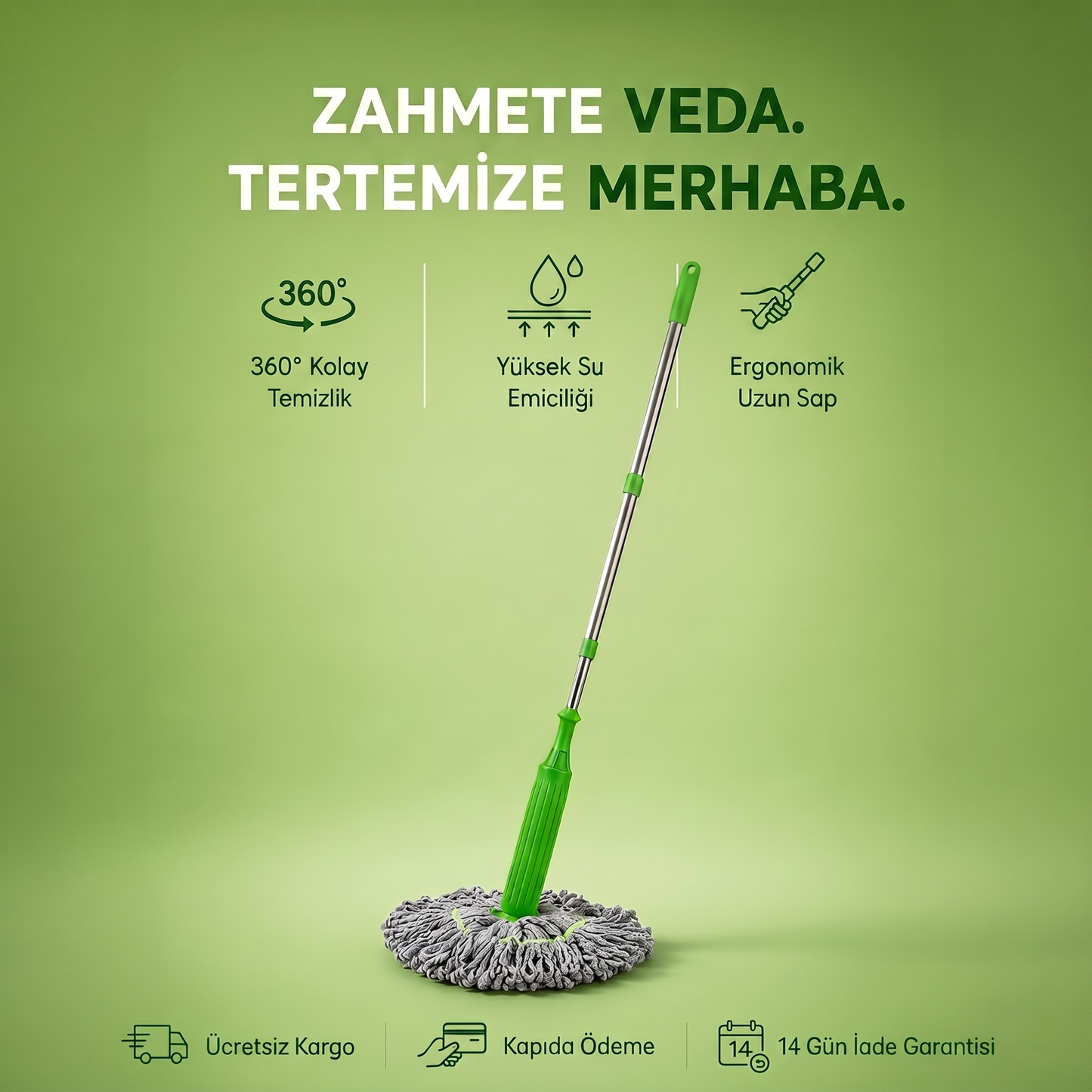 Klaris™ Pro - Paslanmaz Çelik Gövdeli Kendinden Sıkmalı Yeni Nesil Mop