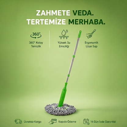 Klaris™ Pro - Paslanmaz Çelik Gövdeli Kendinden Sıkmalı Yeni Nesil Mop