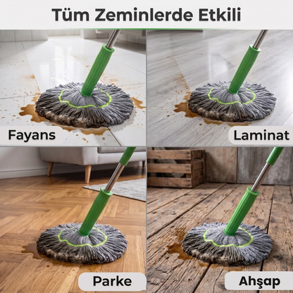 Klaris™ Pro - Paslanmaz Çelik Gövdeli Kendinden Sıkmalı Yeni Nesil Mop
